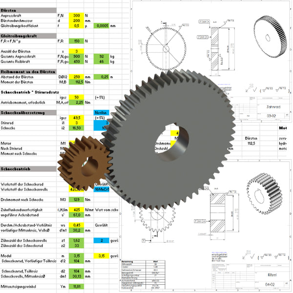 Stirnräder, Auslegung, Berechnung, CAD, 3D, Zeichnung