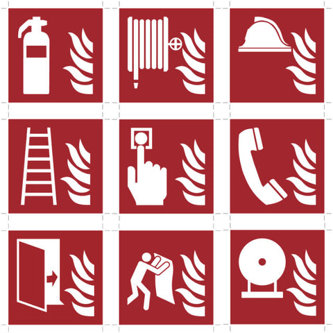 3D package: Fire protection oak 8 pieces as a package, according to DIN EN ISO 7010