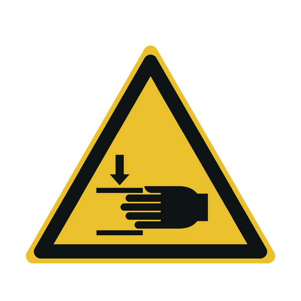 Warnzeichen als Folie: Warnung vor Handverletzungen, nach DIN EN ISO 7010 - W024